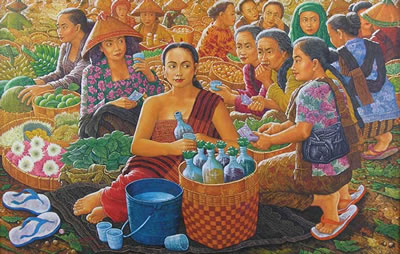 Penjual jamu by Wisang Geni - Auction record, sale price, and art valuation. Compare with similar artists and explore comparable artworks.