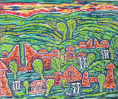 Desa di Pegunungan by Gung Anom - Auction record, sale price, and art valuation. Compare with similar artists and explore comparable artworks.