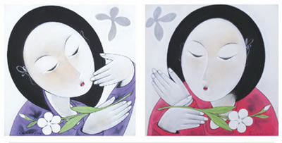 Two Girls and Flowers