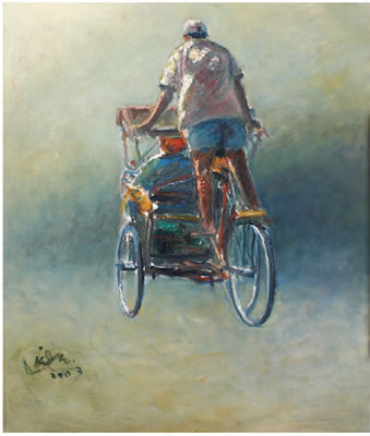 Becak by Kidro - Auction record, sale price, and art valuation. Compare with similar artists and explore comparable artworks.