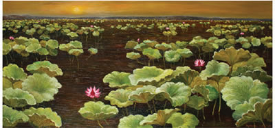 Lotus in Sunrise by Syahdan Lubis - Auction record, sale price, and art valuation. Compare with similar artists and explore comparable artworks.