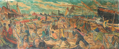 Fisherman at Work by The Seashore