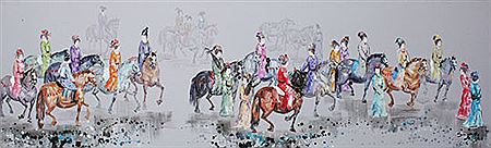 Ladies on Horses by Chuang Long Jing - Auction record, sale price, and art valuation. Compare with similar artists and explore comparable artworks.