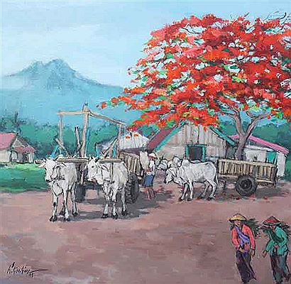 Ox-cart near the Market