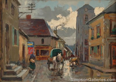PARIS STREET SCENE WITH FLOWER MARKET IN THE SNOW by Robert De Chatelenne - Auction record, sale price, and art valuation. Compare with similar artists and explore comparable artworks.