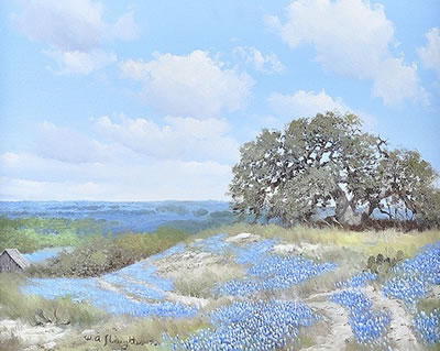 "Texas Landscape with Bluebonnets I"