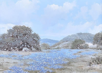 "Texas Landscape with Bluebonnets II"