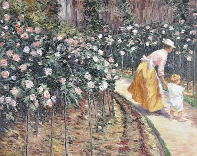 Garden Scene with Mother and Child