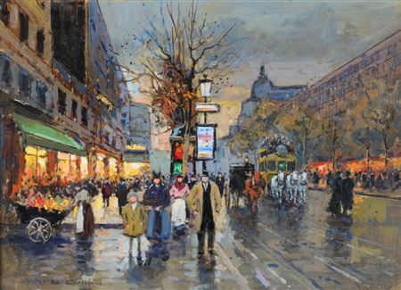 "Evening street scene, Paris"