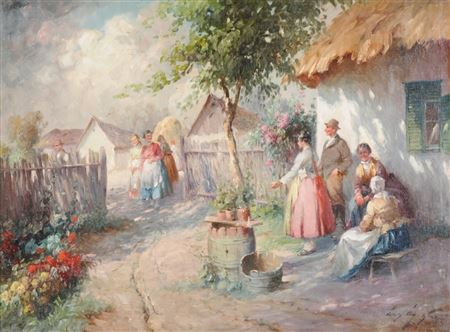 "Village scene - refreshments"