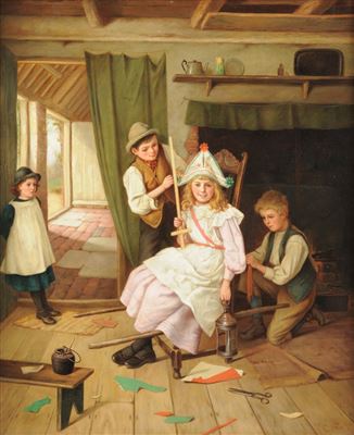 "Children at Play" by Reuben Hunt - Auction record, sale price, and art valuation. Compare with similar artists and explore comparable artworks.