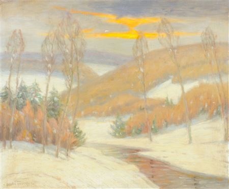 "Winter Landscape at Sunset"