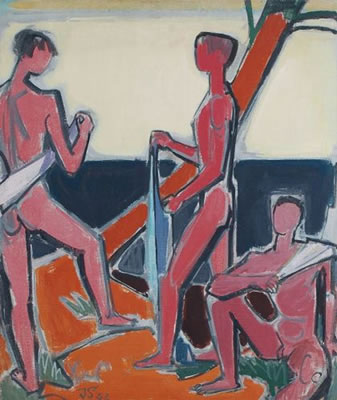 Badende by Johannes Sass - Auction record, sale price, and art valuation. Compare with similar artists and explore comparable artworks.