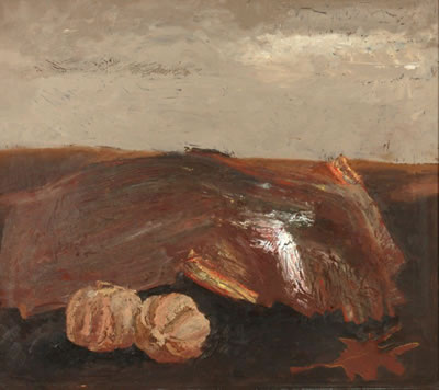 Landschaft mit Granatäpfeln.