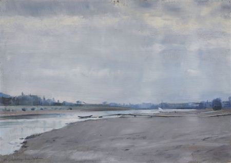 Flussufer mit Steg und Booten. by Helmut Schaarschmidt - Auction record, sale price, and art valuation. Compare with similar artists and explore comparable artworks.