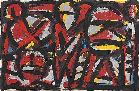 Ohne Titel (Belebte Komposition in Rot, Schwarz Gelb). by Andreas Hanske - Auction record, sale price, and art valuation. Compare with similar artists and explore comparable artworks.