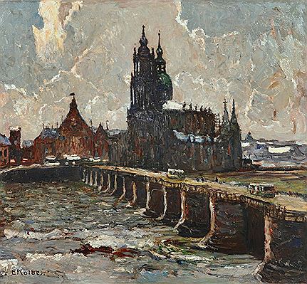 Dresden - Blick auf Augustusbrücke und Hofkirche.