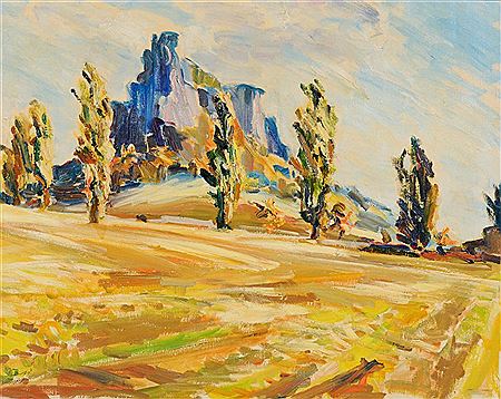 Herbstliche Feldlandschaft mit den Schrammstein-Felsen. by Hanns Georgi - Auction record, sale price, and art valuation. Compare with similar artists and explore comparable artworks.