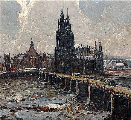 Dresden - Blick auf Augustusbrücke und Hofkirche.