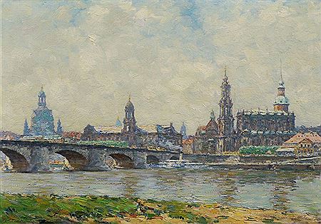 Dresden - Blick vom Neustädter Ufer auf die Altstadt.