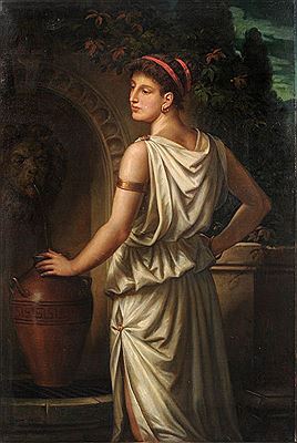 Bildnis einer jungen Dame im antikisierenden Gewand.