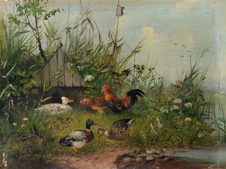 Enten und Hühner auf der Wiese. by Eugen Frank-Colon - Auction record, sale price, and art valuation. Compare with similar artists and explore comparable artworks.