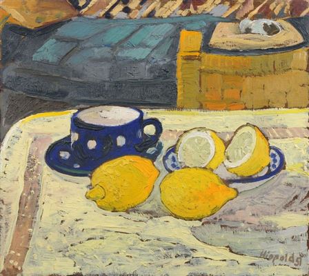 Stilleben mit Zitronen und blauer Tasse. 1951 by Erhard Hippold - Auction record, sale price, and art valuation. Compare with similar artists and explore comparable artworks.