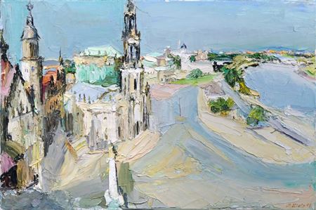 "Dresden (vom Ständehaus elbabwärts gesehen)". 1997 by Siegfried Klotz - Auction record, sale price, and art valuation. Compare with similar artists and explore comparable artworks.
