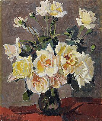 Still life with yellow roses.