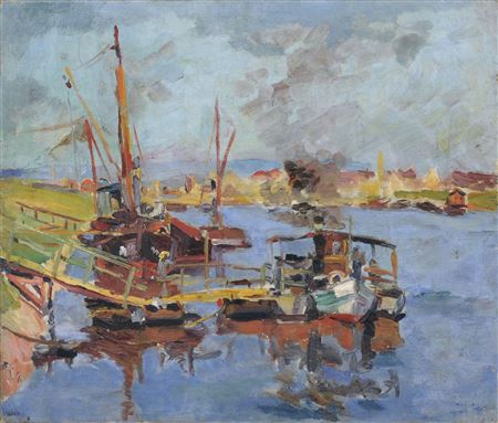 Elbfähranlegestelle in Dresden. by Bernhard Kretzschmar - Auction record, sale price, and art valuation. Compare with similar artists and explore comparable artworks.