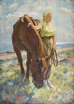 Konstnärens dotter Marianne med häst. by Fritz Karve - Auction record, sale price, and art valuation. Compare with similar artists and explore comparable artworks.