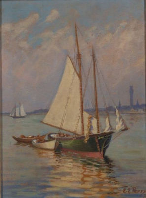 Schooners off Provincetown by Ernest Elwood Perry - Auction record, sale price, and art valuation. Compare with similar artists and explore comparable artworks.