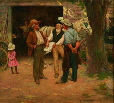 Discussing the Politics of the Day by Frank Otis Small - Auction record, sale price, and art valuation. Compare with similar artists and explore comparable artworks.