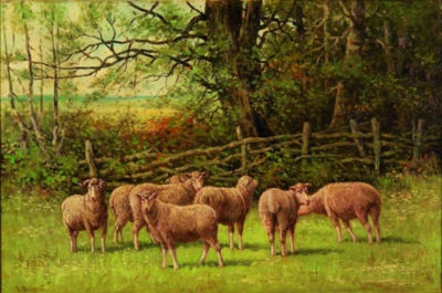 Sheep and Ram in a Pasture by Edward Burrill Jr - Auction record, sale price, and art valuation. Compare with similar artists and explore comparable artworks.