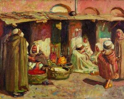 Moroccan Scene with Dwarf by Robert Henry Logan - Auction record, sale price, and art valuation. Compare with similar artists and explore comparable artworks.