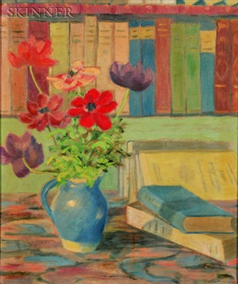 Still Life with Books and Anemones