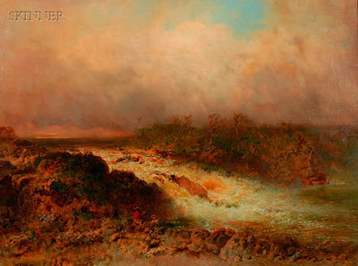 Figures by a Rushing River