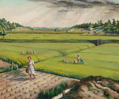 Cranberry Pickers by Frederick Sisson - Auction record, sale price, and art valuation. Compare with similar artists and explore comparable artworks.
