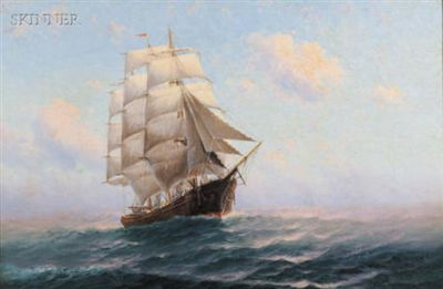 Sailing Vessel on the High Seas by Theodore Valenkamph - Auction record, sale price, and art valuation. Compare with similar artists and explore comparable artworks.