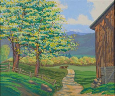 Spring Landscape with Plow Horses