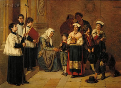 DEPARTING FROM THE CHURCH by Gennaro Guglielmi - Auction record, sale price, and art valuation. Compare with similar artists and explore comparable artworks.
