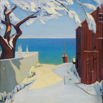 EARLY SNOW, CAPE COD by Heinrich Herman R Pfeiffer - Auction record, sale price, and art valuation. Compare with similar artists and explore comparable artworks.