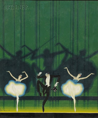 LOT OF FOUR THEATRICAL ART DECO SCENES