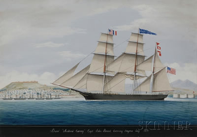 Bark "Andrew Carney" Capt. John Brand, Entering Smyrna bay 1859