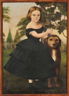 Portrait of a Girl and Her Dog in a Grape Arbor by Susan Catherine Moore Waters - Auction record, sale price, and art valuation. Compare with similar artists and explore comparable artworks.