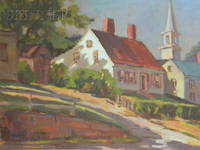 Cottage Doorway AND Village Landscape (possibly Hingham, Massachusetts) (2)
