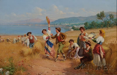Merry Dance at the Harvest by Carlo Ferranti - Auction record, sale price, and art valuation. Compare with similar artists and explore comparable artworks.