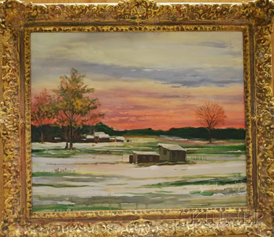 Sunset over the Chicken Coop by Racket (Warren) Shreve - Auction record, sale price, and art valuation. Compare with similar artists and explore comparable artworks.