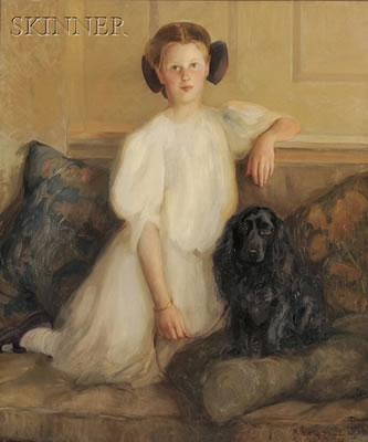 Portrait of Miss Naomi Andrews, Age 12, and her Spaniel