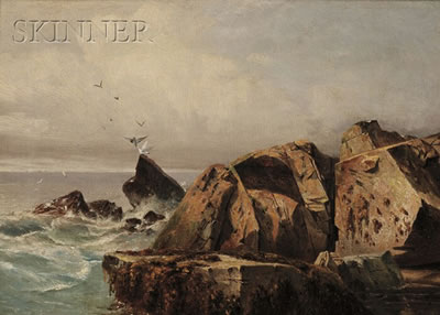 Rocks and Gulls, Possibly Mt. Desert by Andrew W Warren - Auction record, sale price, and art valuation. Compare with similar artists and explore comparable artworks.
